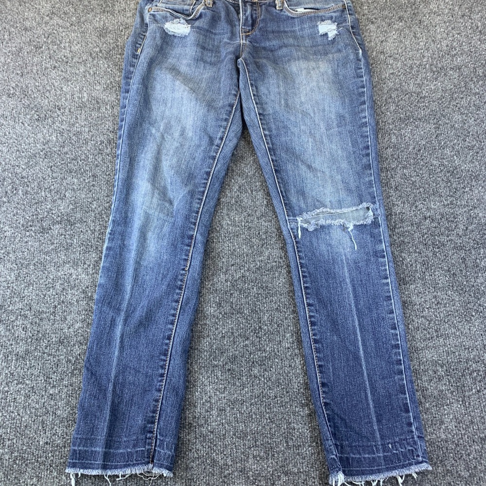 Dollhouse Distressed Skinny Jeans Women 3 Blue Excellent Low Rise Raw Hem Ripped